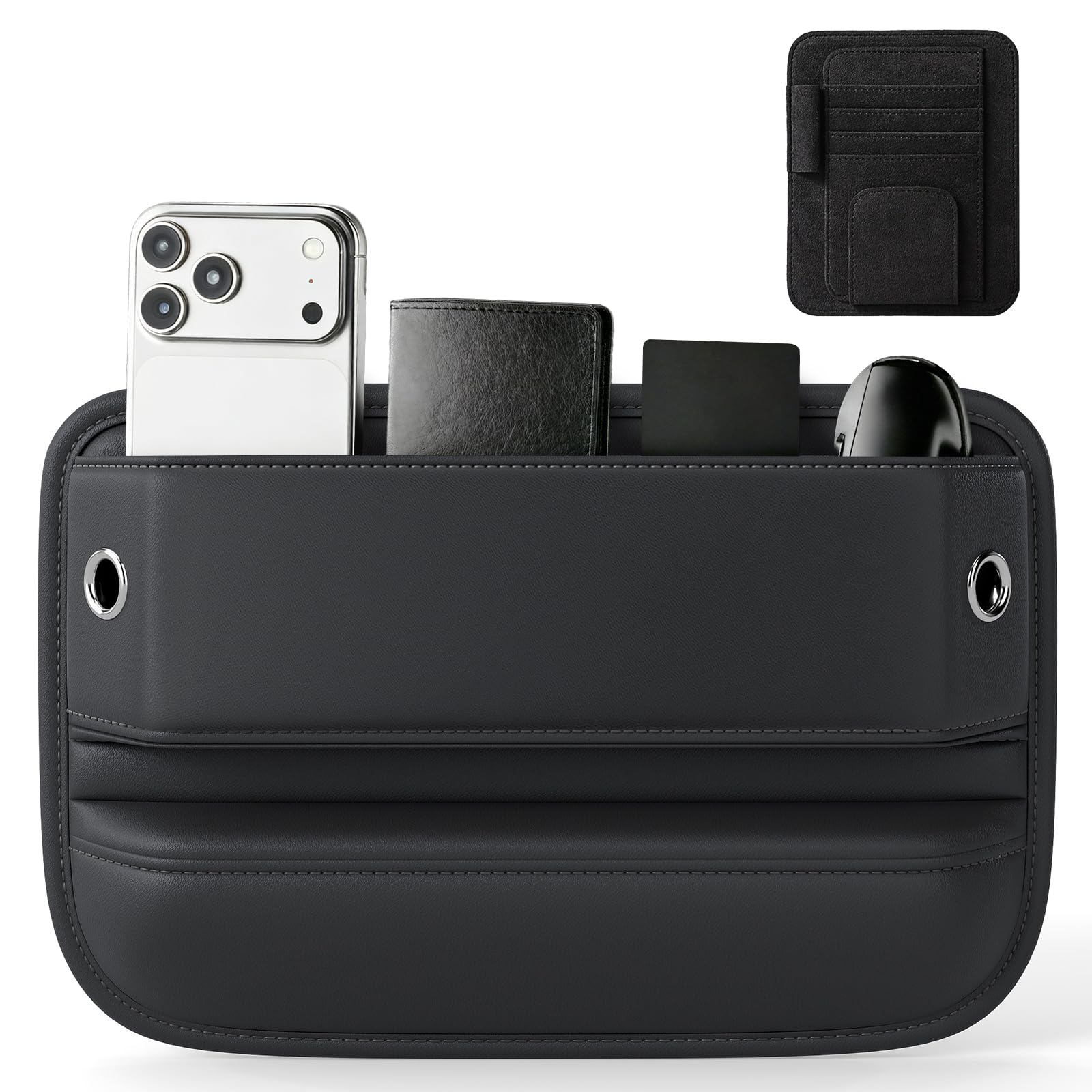 Guaiblue Leather Car Seat Gap Filler Organizer